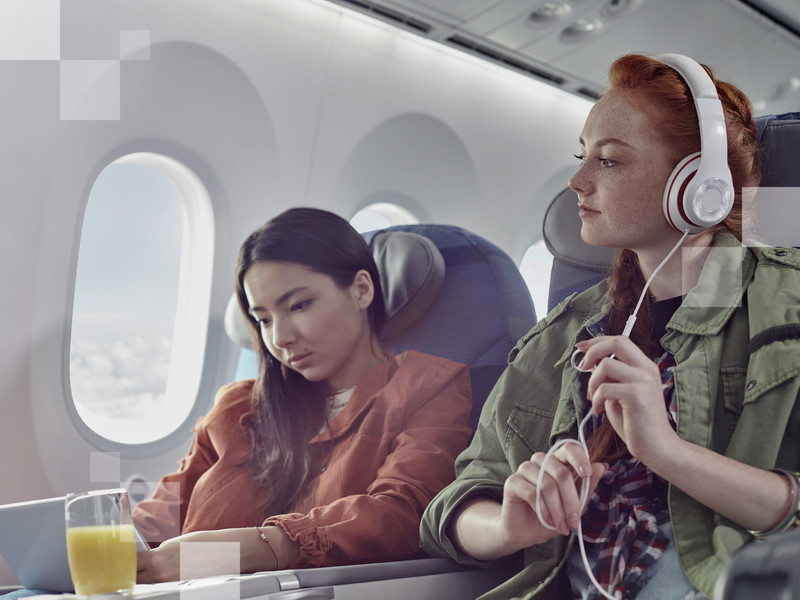 Put your headphones on and enjoy the in-flight entertainment until falling asleep