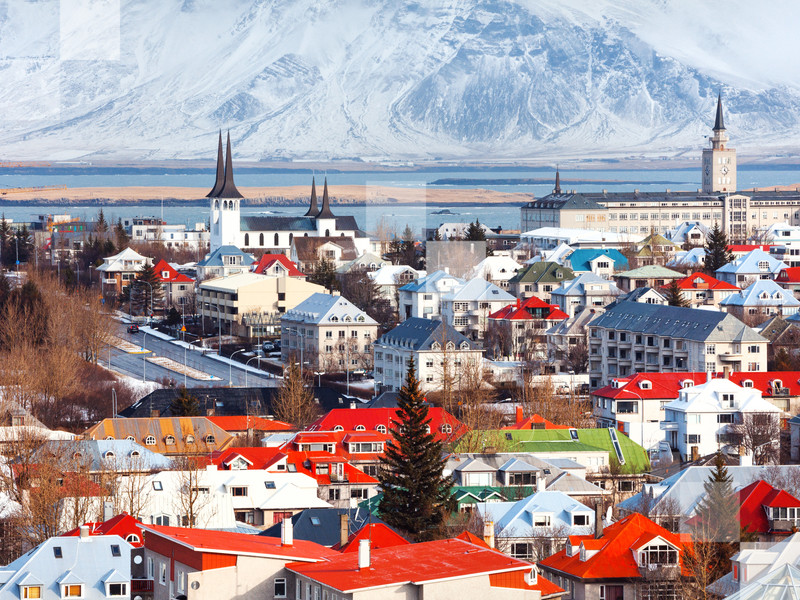 A view of Reykjavik covered in snow