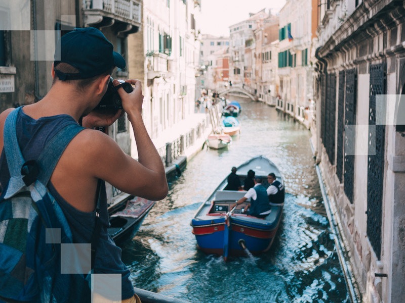Canals crisscrossing through Venice